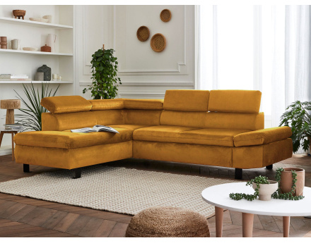 Canapé d'angle convertible 5 places avec têtières Nairobi - Gauche