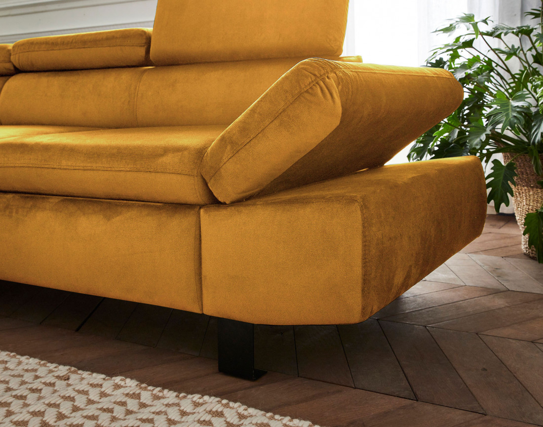 Nairobi - Canapé d'angle convertible - en velours - 5 places - avec têtières - Gauche