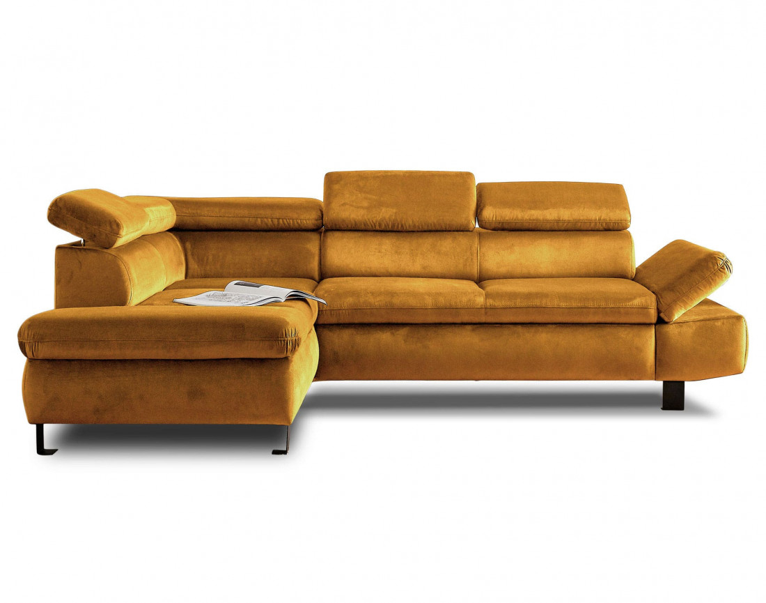 Nairobi - Canapé d'angle convertible - en velours - 5 places - avec têtières - Gauche