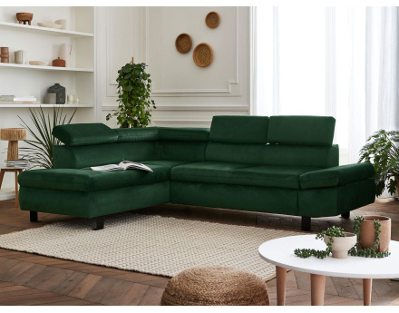 Canapé d'angle convertible 5 places avec têtières Nairobi - Gauche