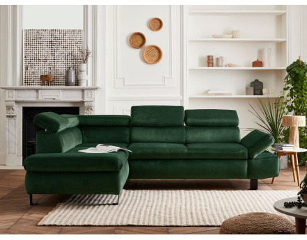 Canapé d'angle convertible 5 places avec têtières Nairobi - Gauche