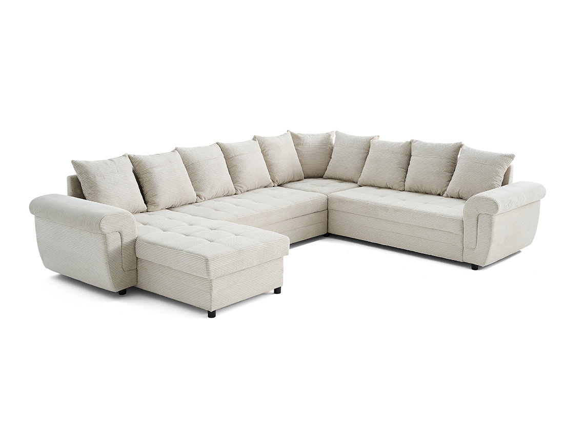 Canapé panoramique convertible, en velours côtelé 7 places Henry