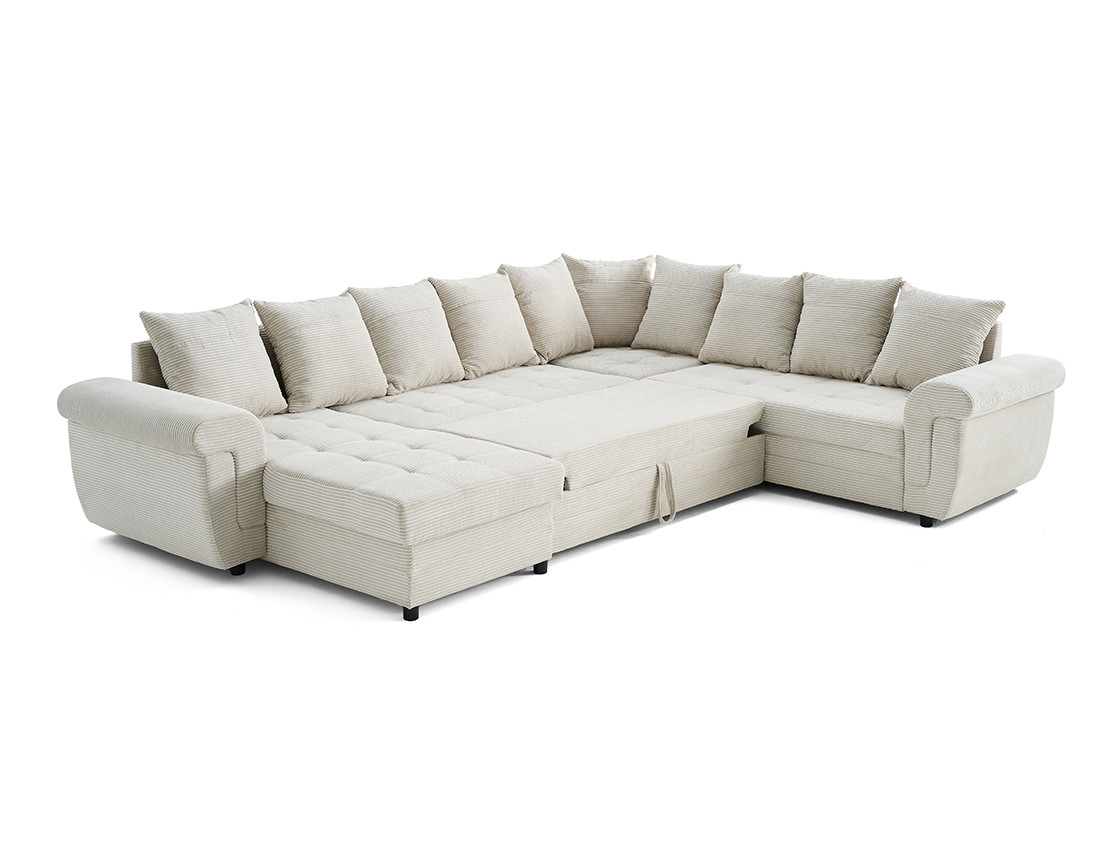 Canapé panoramique convertible, en velours côtelé 7 places Henry