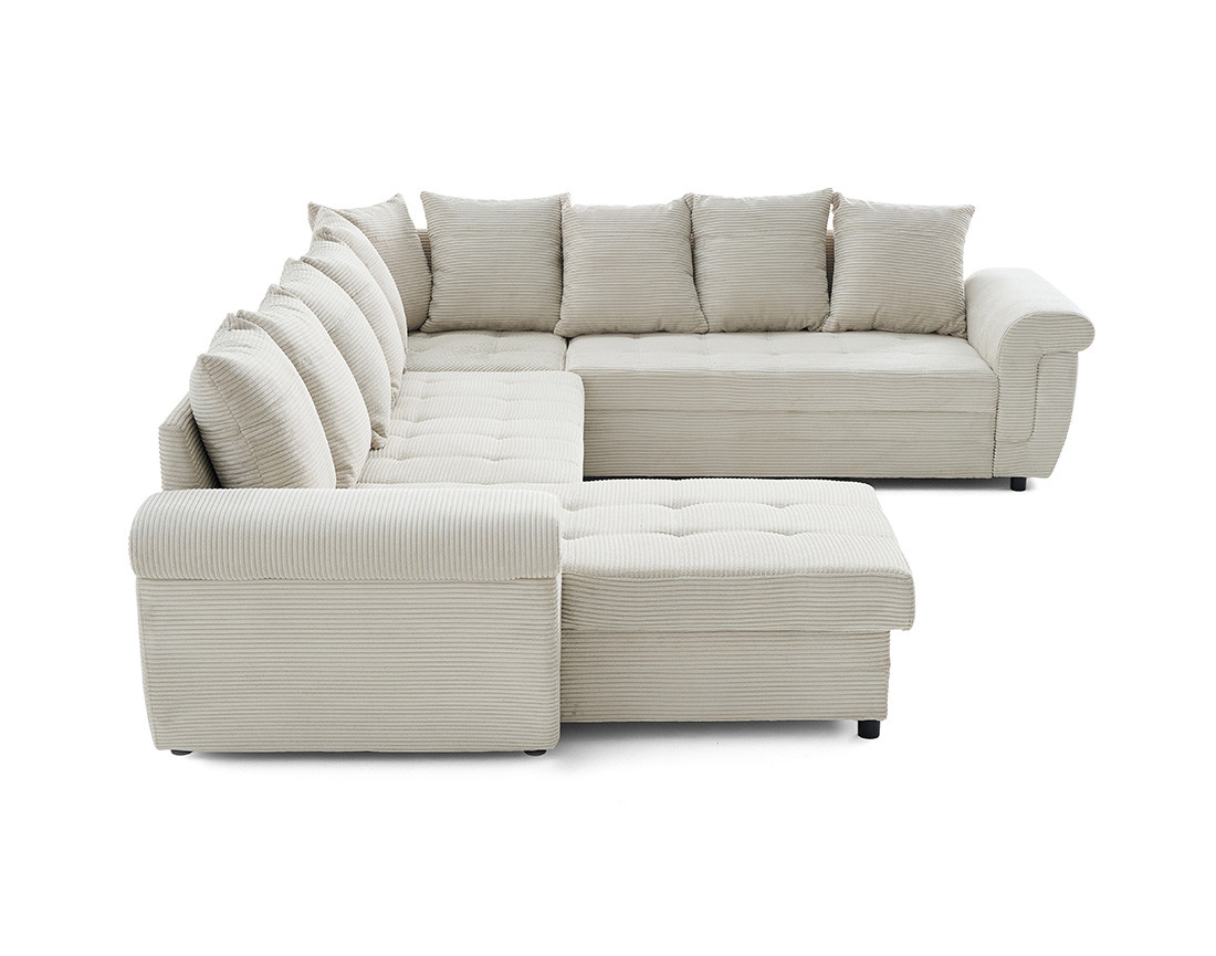 Canapé panoramique convertible, en velours côtelé 7 places Henry