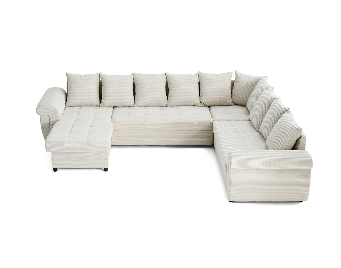 Canapé panoramique convertible, en velours côtelé 7 places Henry