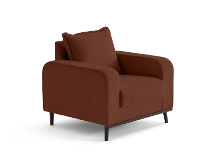 Fauteuil en velours côtelé pieds bois foncé - Albane