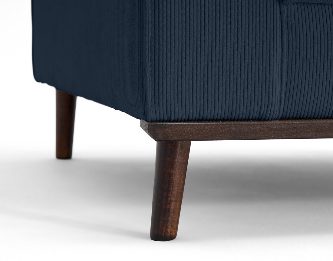 Fauteuil en velours côtelé pieds bois foncé - Albane