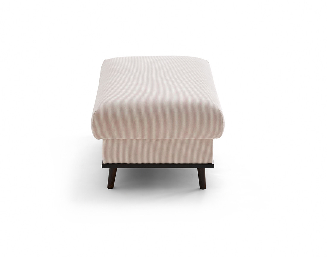 Pouf en velours côtelé pieds bois foncé - Albane