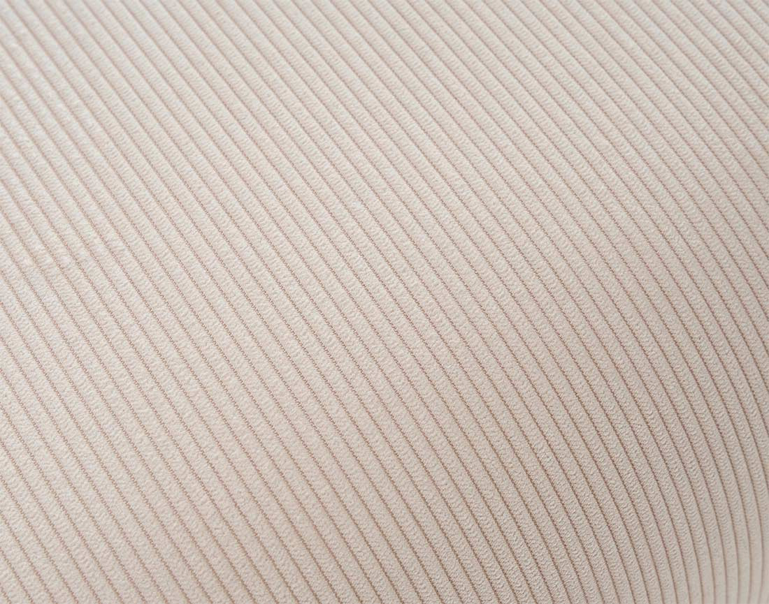 Pouf en velours côtelé pieds bois foncé - Albane