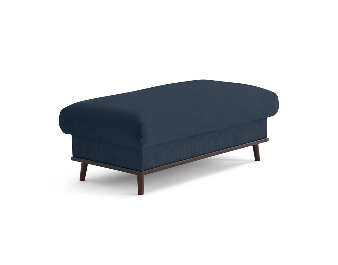 Pouf en velours côtelé pieds bois foncé - Albane