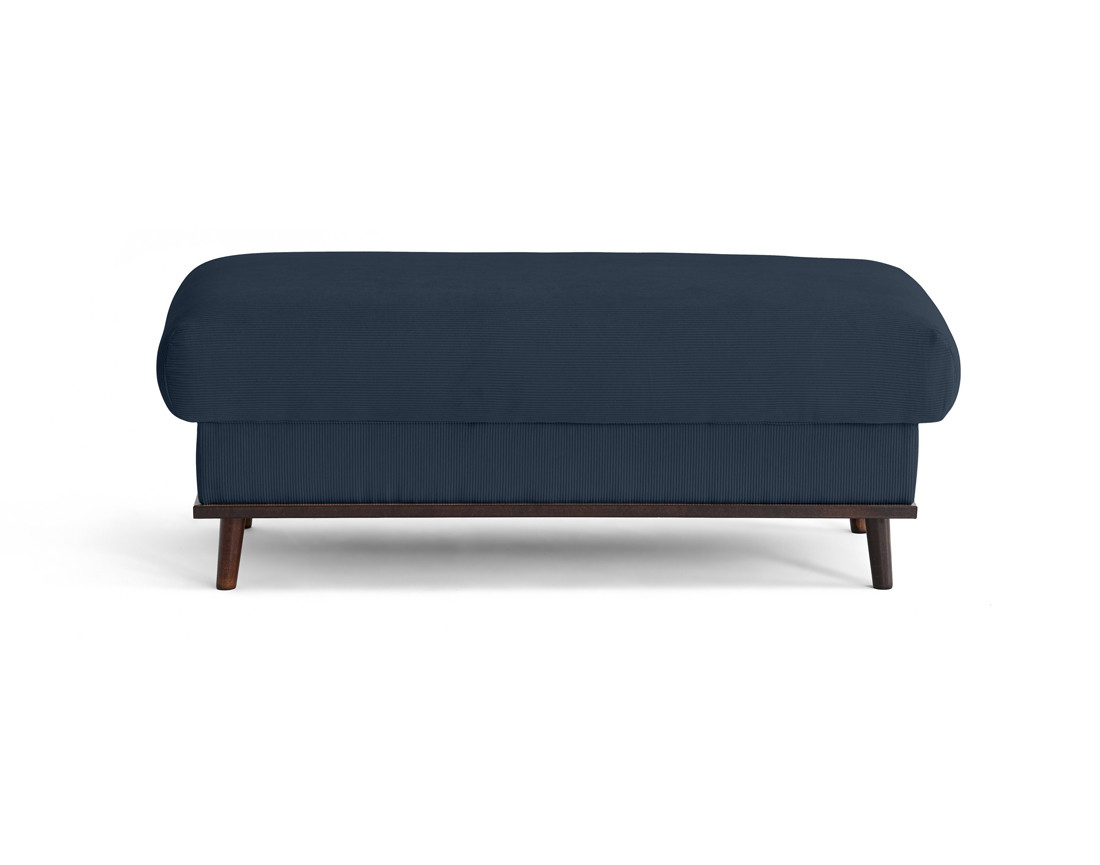 Pouf en velours côtelé pieds bois foncé - Albane