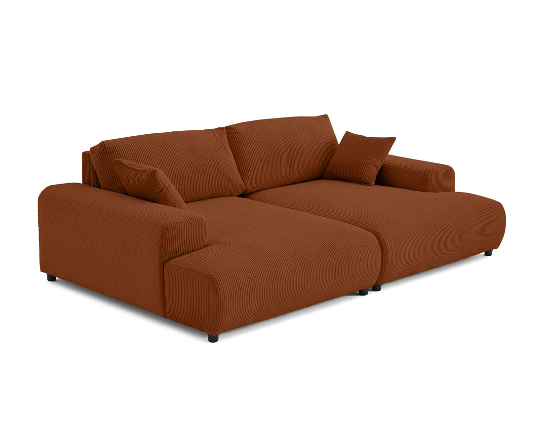 Canapé droit 4 places double méridienne en velours côtelé Garance