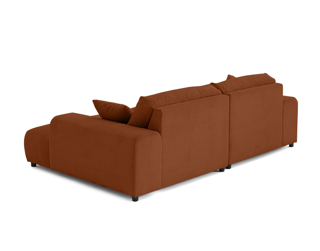 Canapé droit 4 places double méridienne en velours côtelé Garance