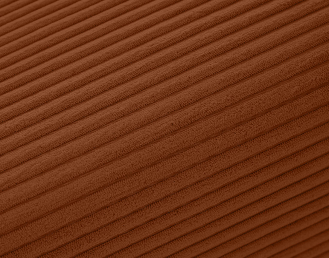 Canapé droit 4 places double méridienne en velours côtelé Garance