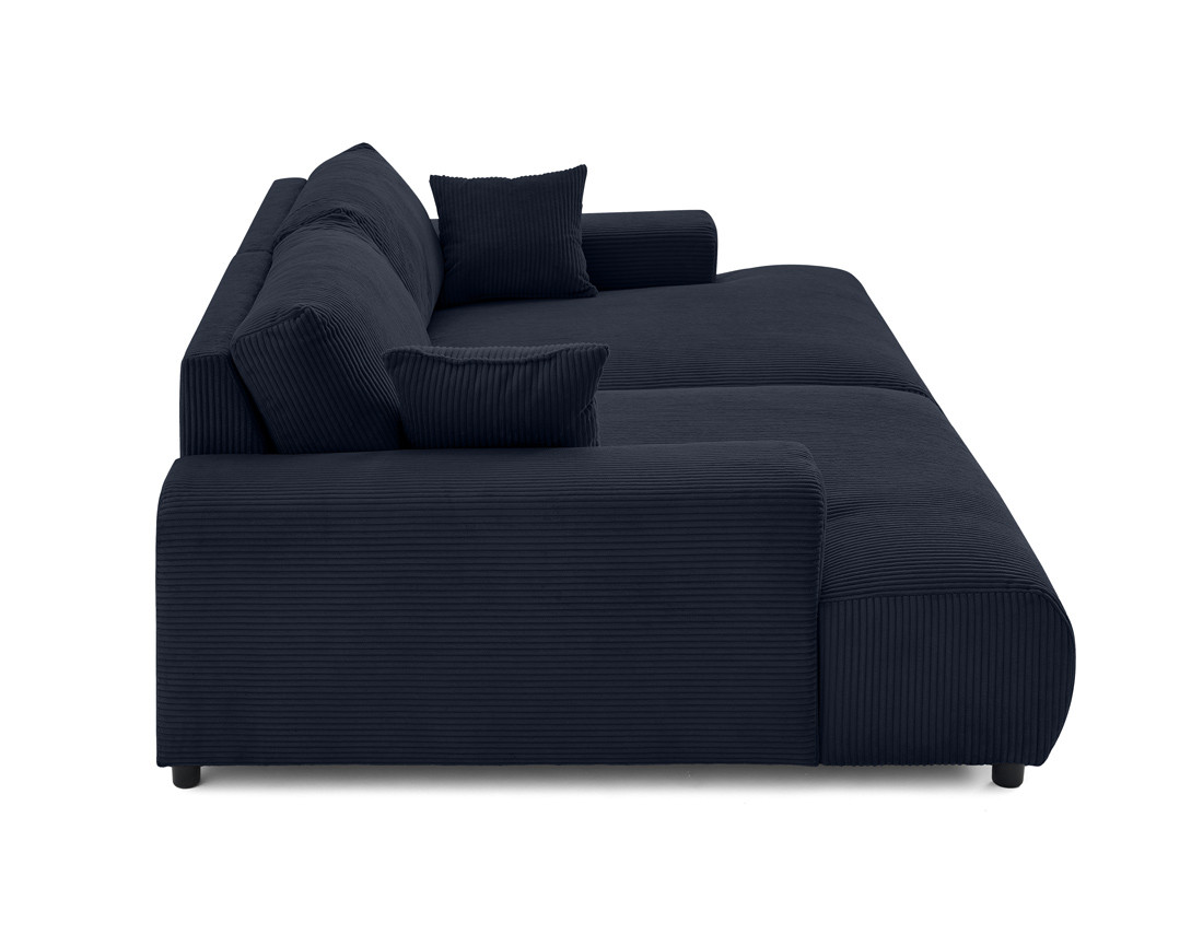 Canapé droit 4 places double méridienne en velours côtelé Garance