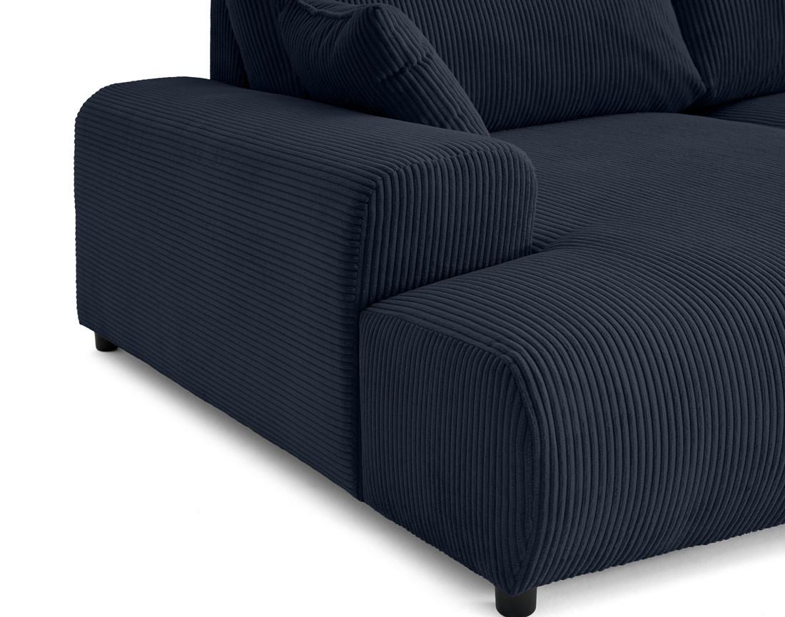 Canapé droit 4 places double méridienne en velours côtelé Garance