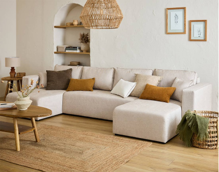 Canapé panoramique 7 places - convertible avec coffre - Topaze