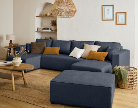 Canapé panoramique 7 places - convertible avec coffre - Topaze