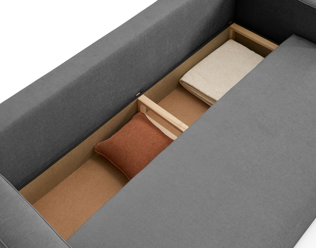 Canapé 3 places - convertible avec coffre - en tissu - Topaze