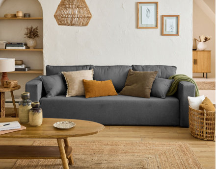 Canapé 3 places - convertible avec coffre - en tissu - Topaze