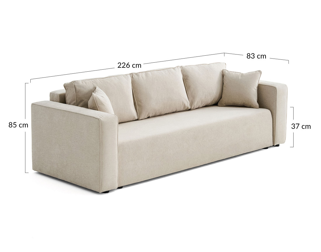 Canapé 3 places - convertible avec coffre - en tissu - Topaze