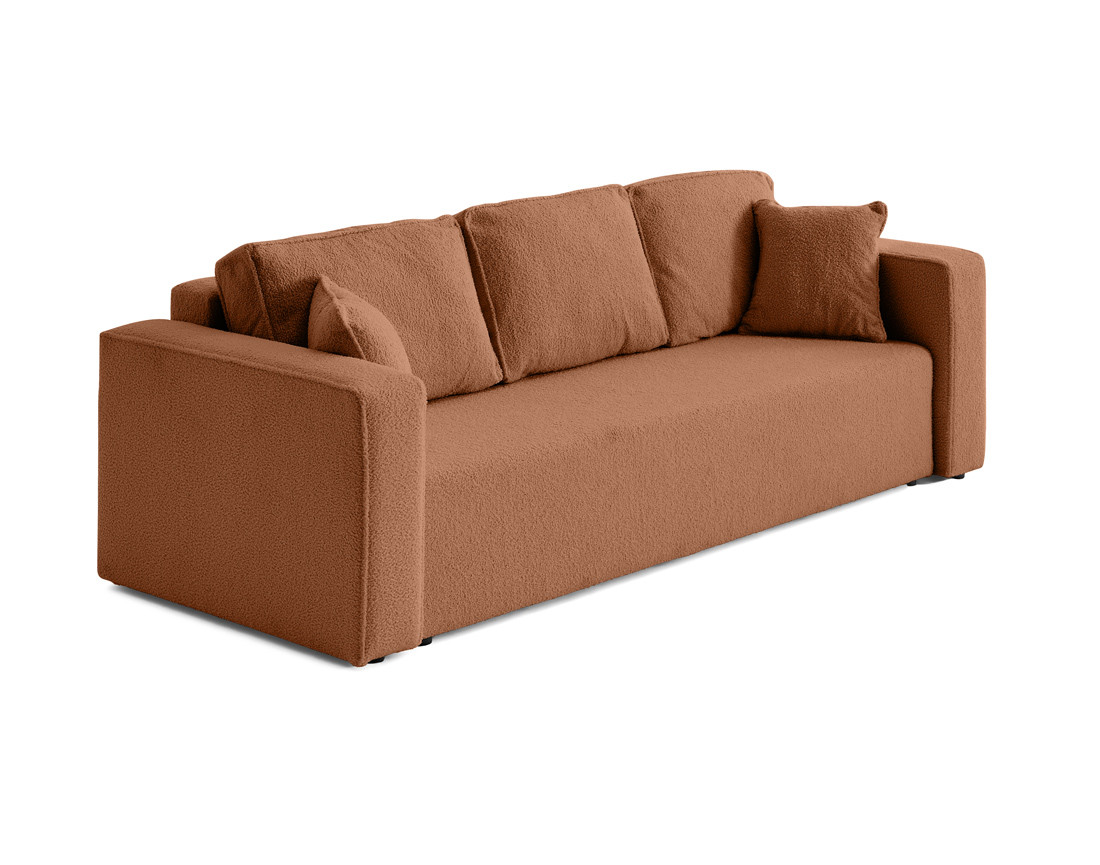 Canapé 3 places convertible avec coffre en tissu bouclette Topaze
