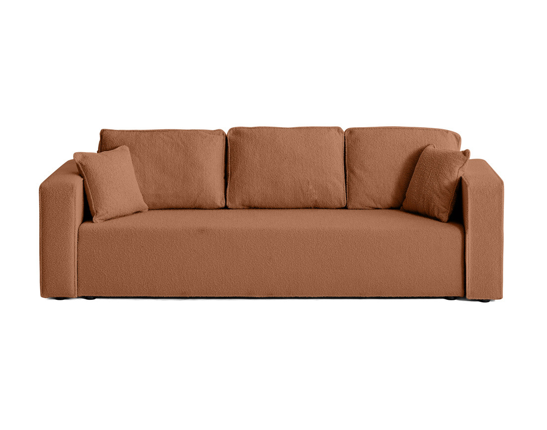 Canapé 3 places convertible avec coffre en tissu bouclette Topaze