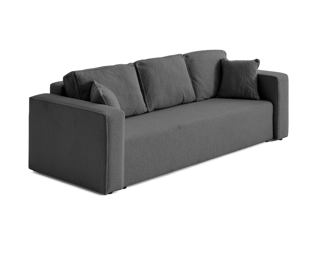 Canapé 3 places convertible avec coffre en tissu bouclette Topaze