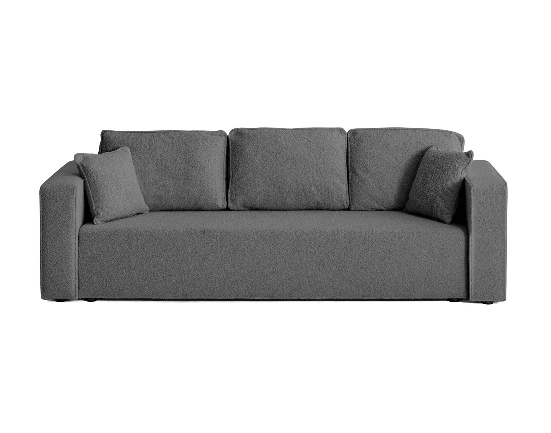 Canapé 3 places convertible avec coffre en tissu bouclette Topaze