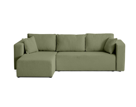 Canapé d'angle 4 places convertible avec coffre en tissu bouclette Topaze