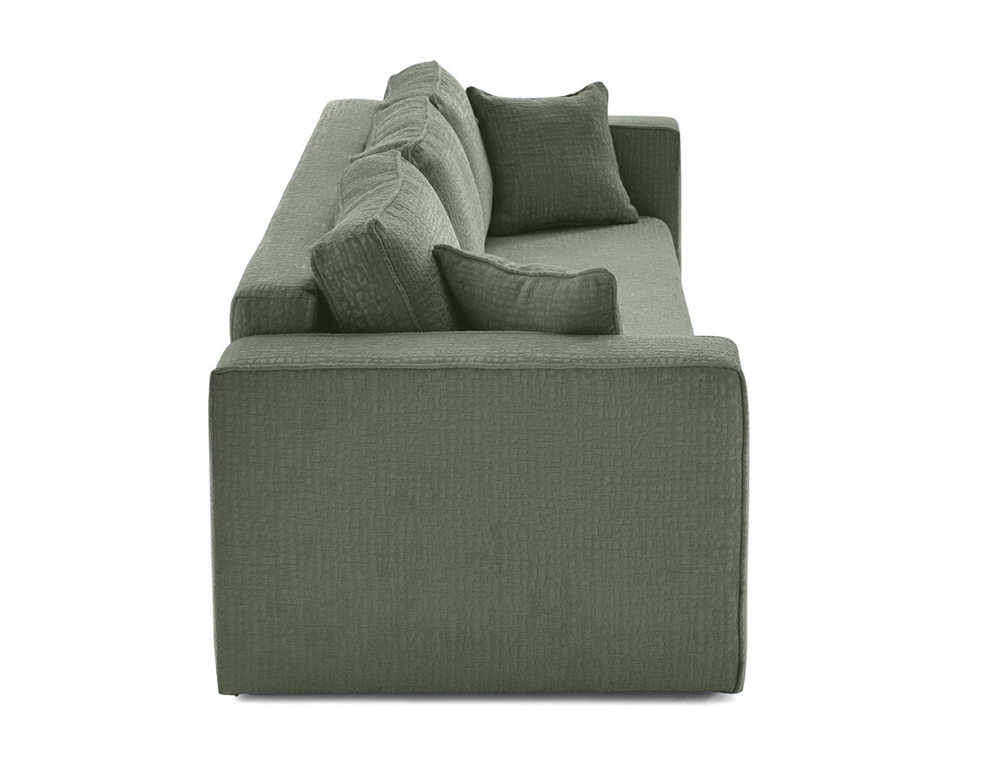 Canapé 3 places convertible avec coffre en tissu velours relief Topaze