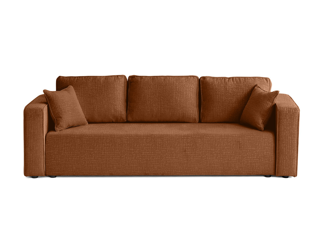 Canapé 3 places convertible avec coffre en tissu velours relief Topaze