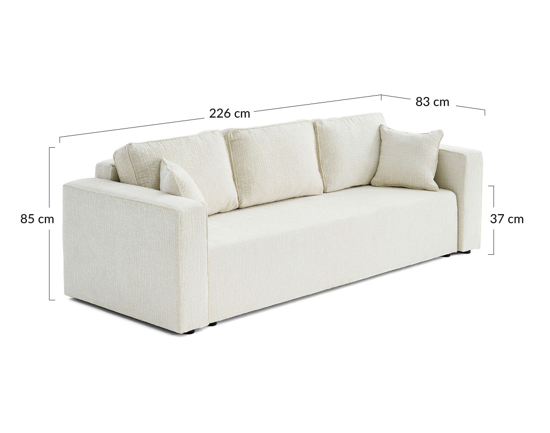 Canapé 3 places convertible avec coffre en tissu velours relief Topaze