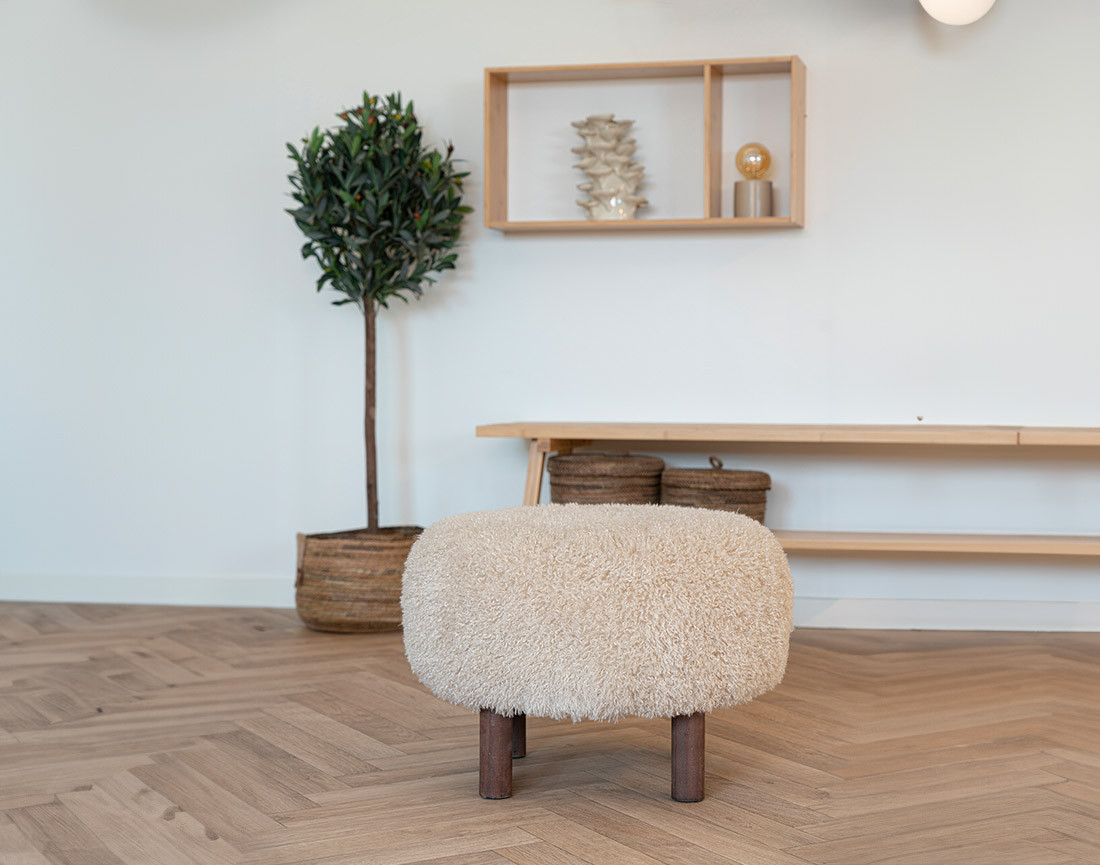 Pouf en fausse fourrure Mani