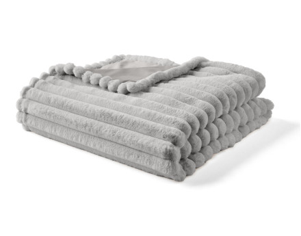 Plaid 200x140 cm en fausse fourrure côtelé et velours Arezzo