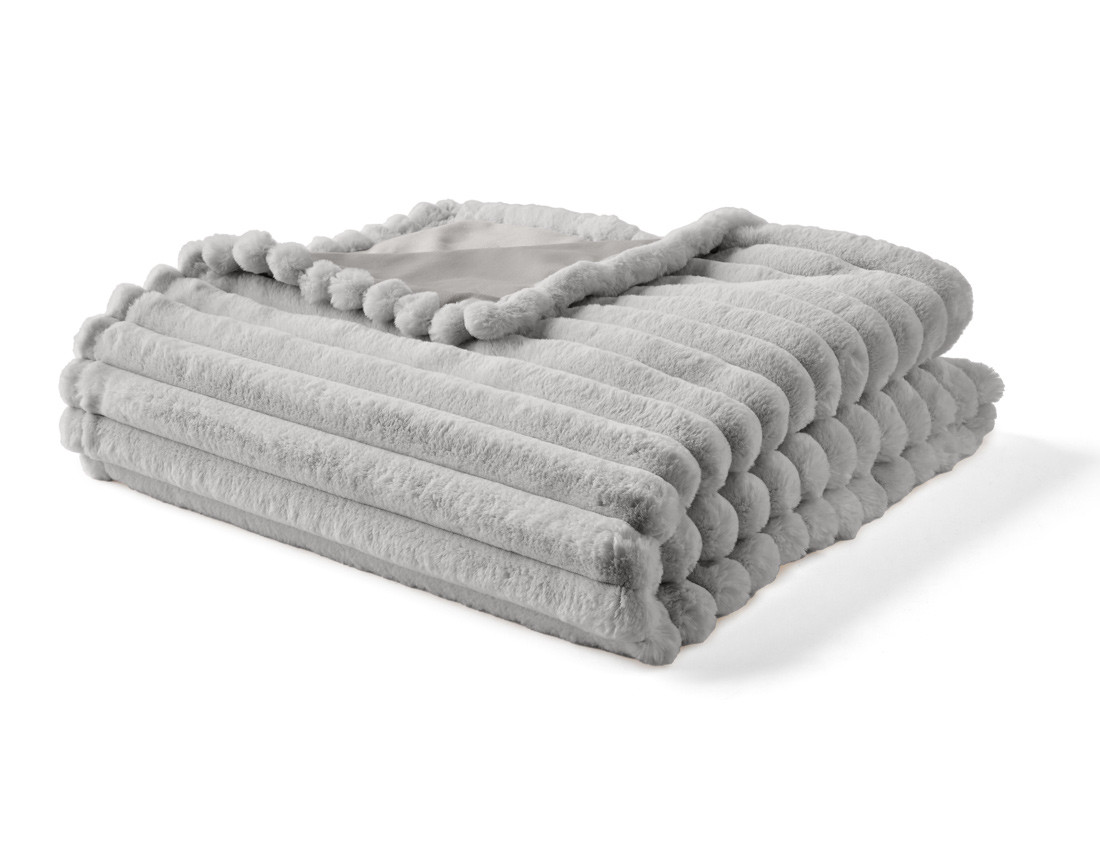 Plaid 200x140 cm en fausse fourrure côtelé et velours Arezzo