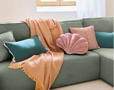 Canapé d'angle réversible 4 places convertible avec coffre en tissu velours relief Topaze