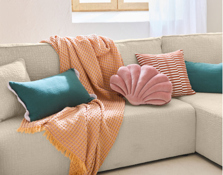 Canapé d'angle réversible 4 places convertible avec coffre en tissu velours relief Topaze