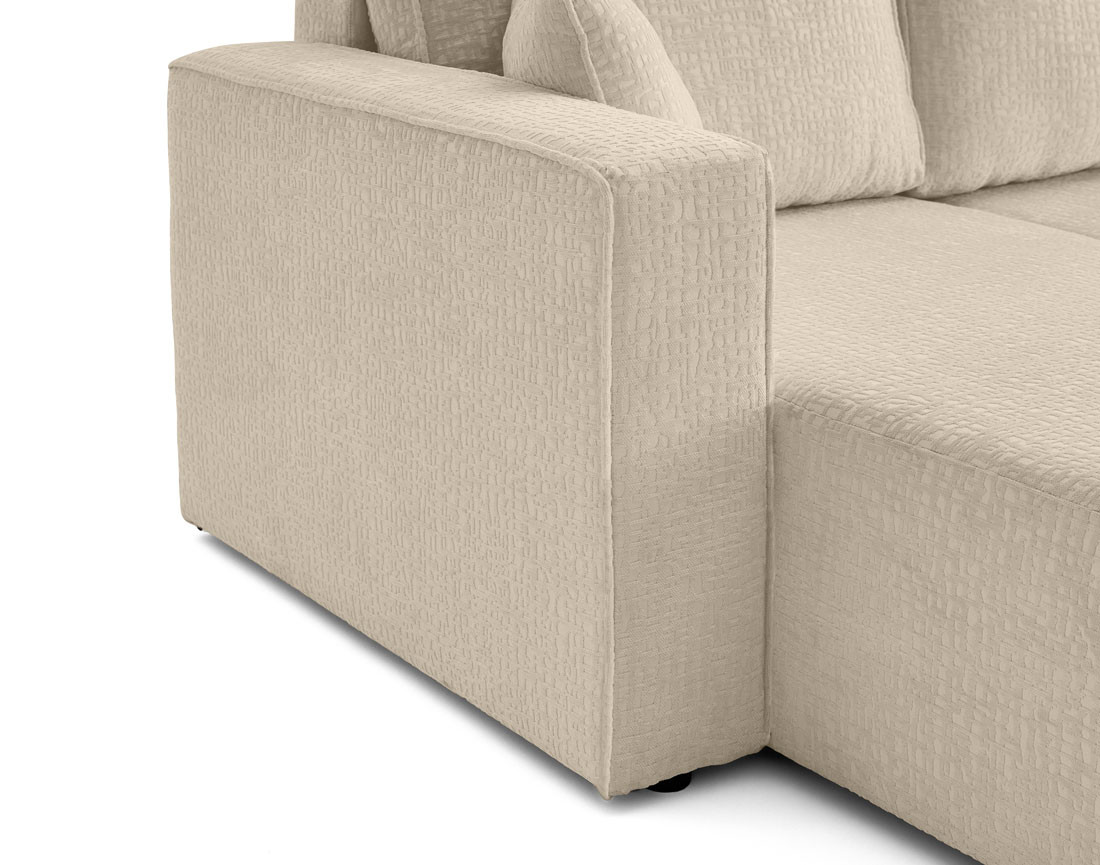 Canapé panoramique en U convertible avec coffre en tissu velours relief Topaze