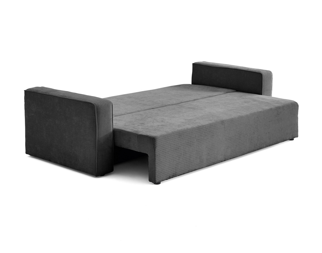 Canapé 3 places convertible avec coffre en velours côtelé plat Topaze