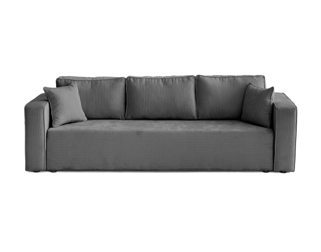 Canapé 3 places convertible avec coffre en velours côtelé plat Topaze