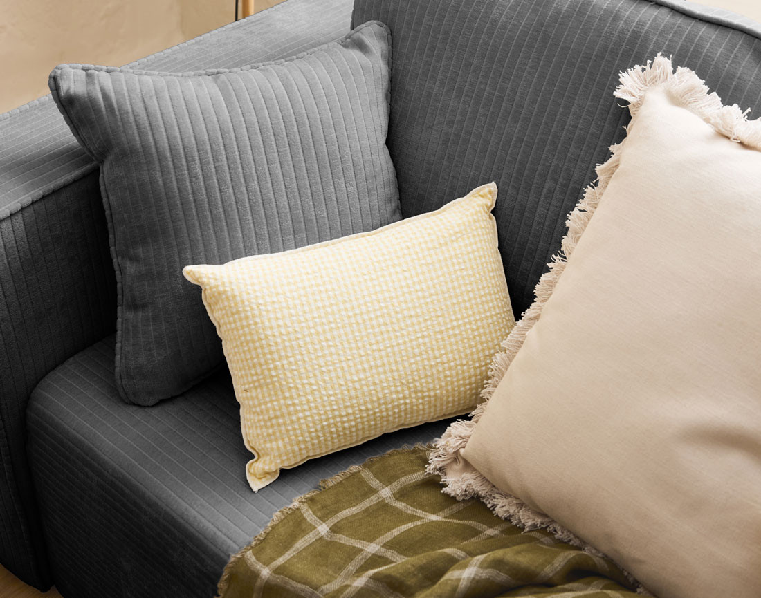 Canapé 3 places convertible avec coffre en velours côtelé plat Topaze