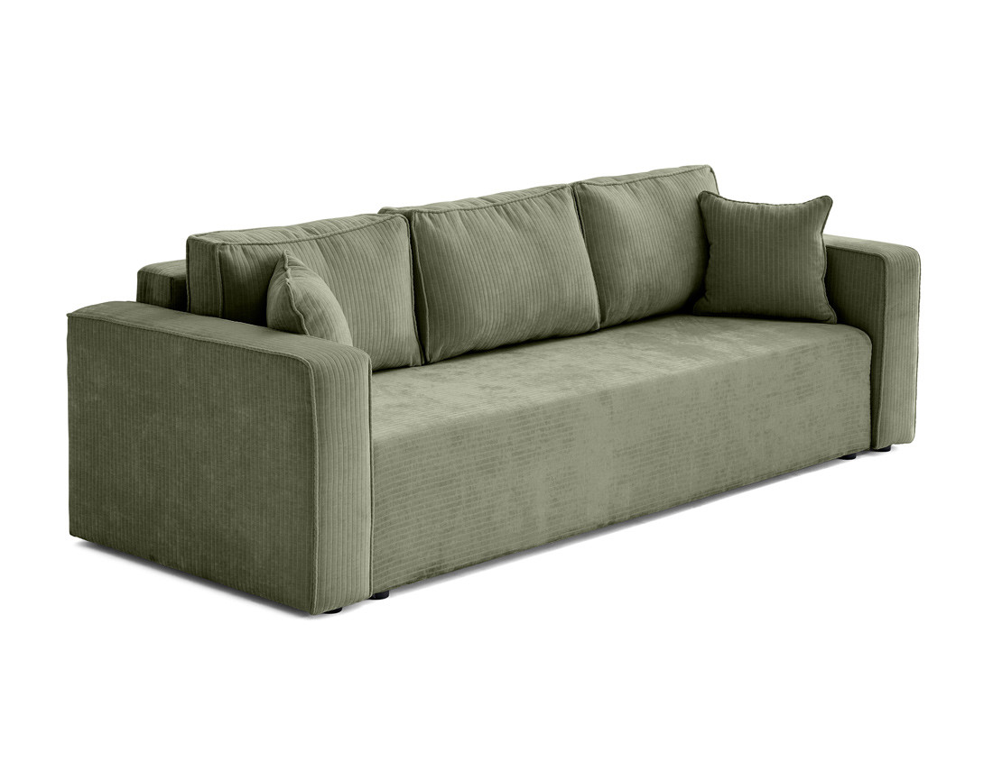 Canapé 3 places convertible avec coffre en velours côtelé plat Topaze