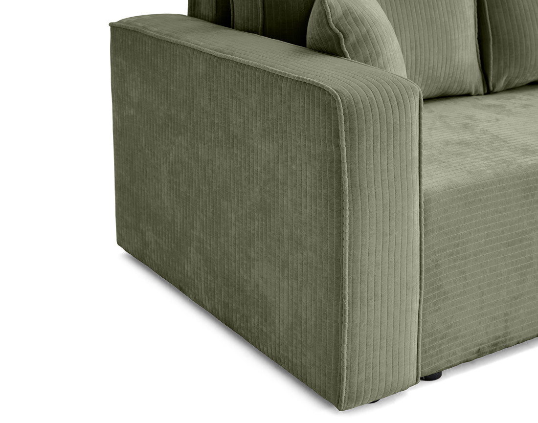 Canapé 3 places convertible avec coffre en velours côtelé plat Topaze