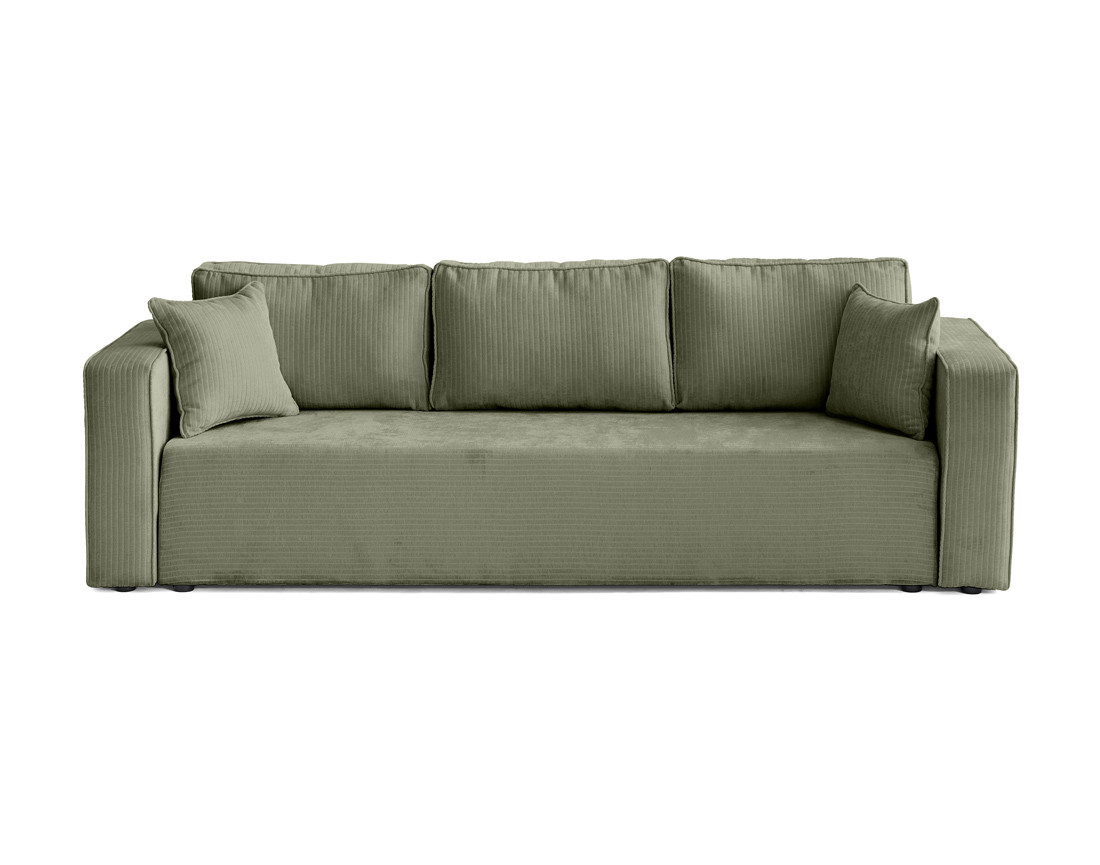 Canapé 3 places convertible avec coffre en velours côtelé plat Topaze