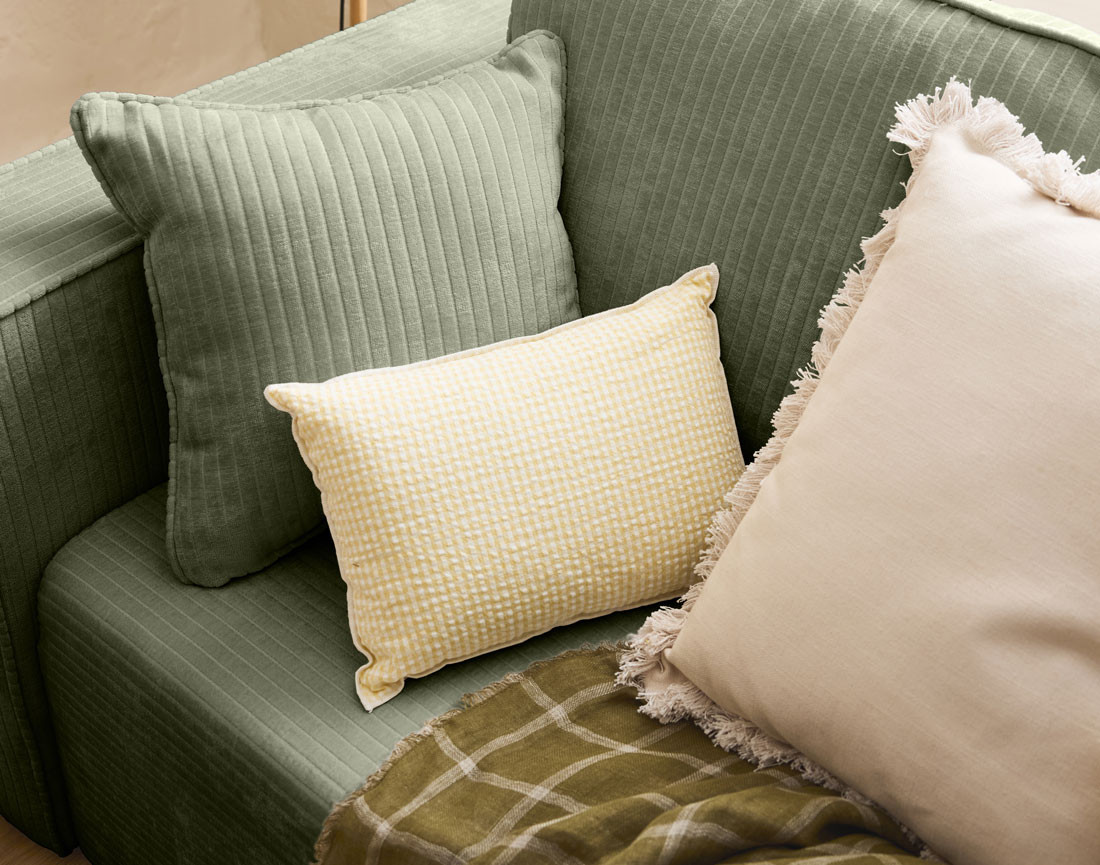 Canapé 3 places convertible avec coffre en velours côtelé plat Topaze