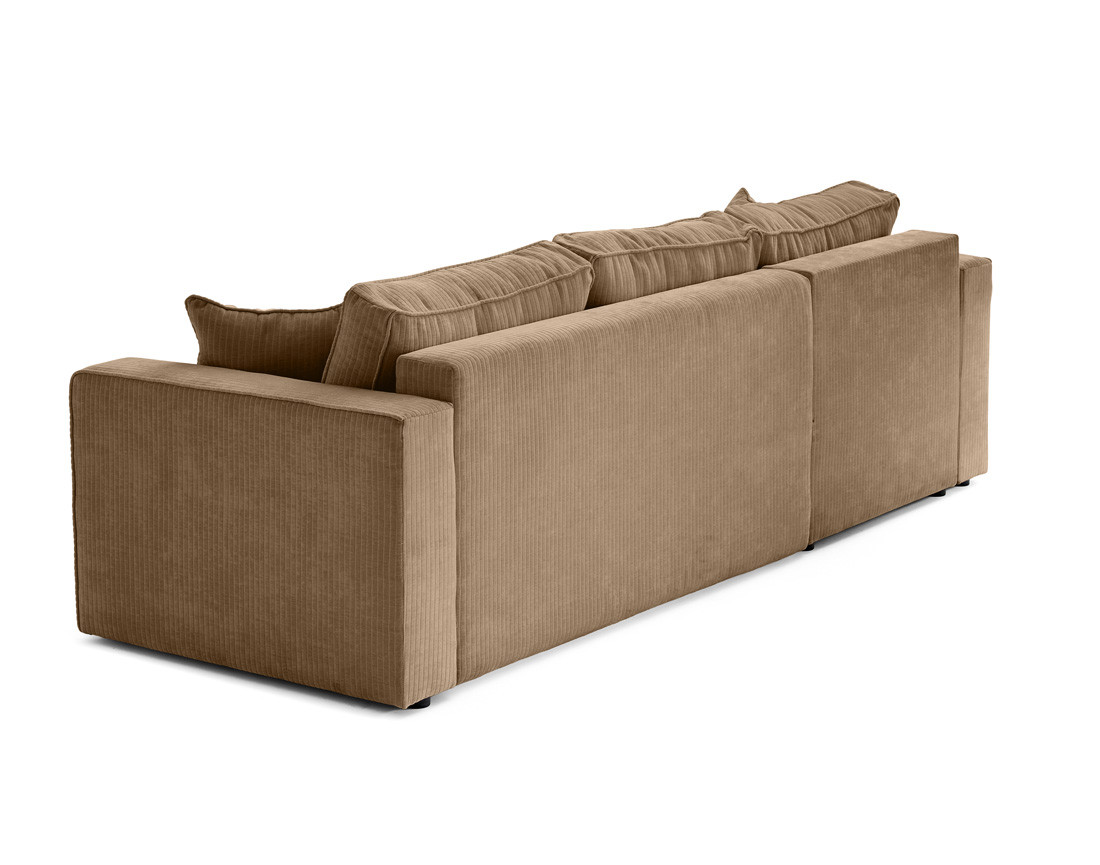 Canapé d'angle convertible avec coffre en velours côtelé plat Topaze