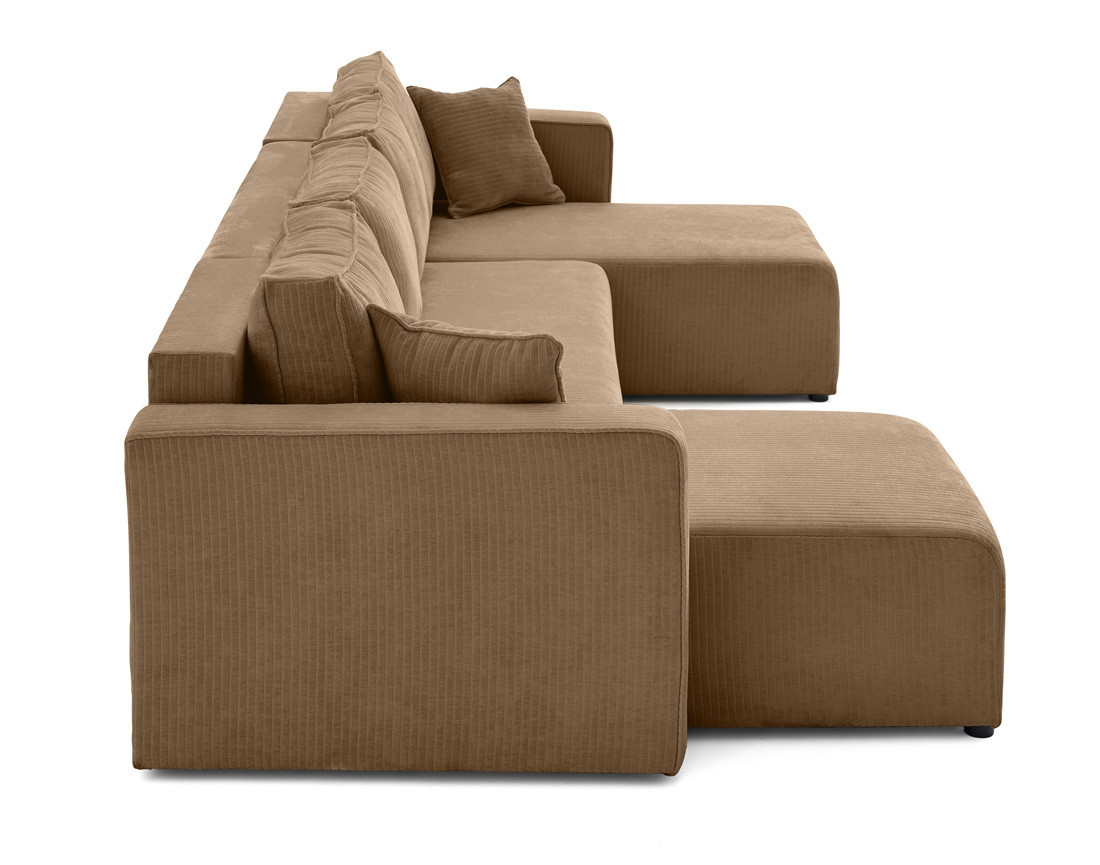 Canapé panoramique convertible avec coffre en velours côtelé plat Topaze