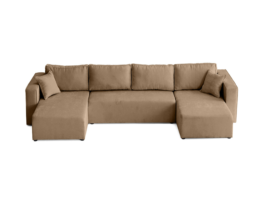 Canapé panoramique convertible avec coffre en velours côtelé plat Topaze