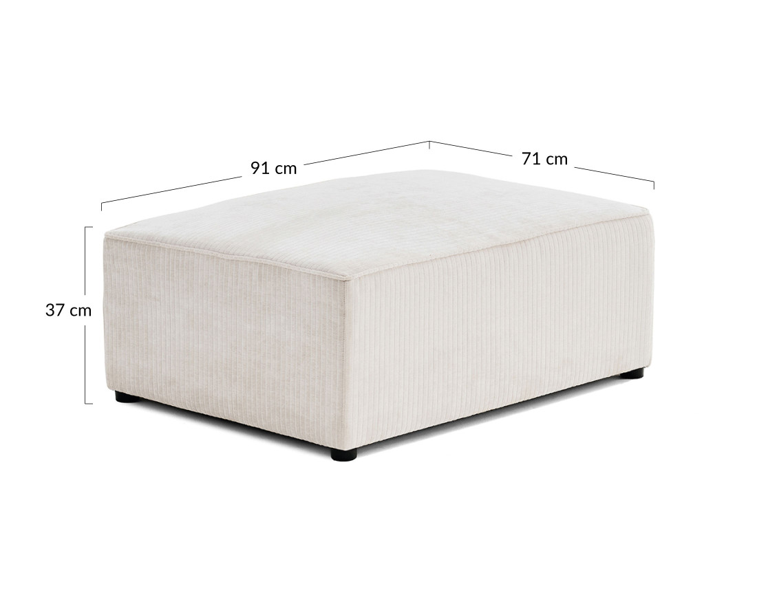 Pouf en velours côtelé plat Topaze